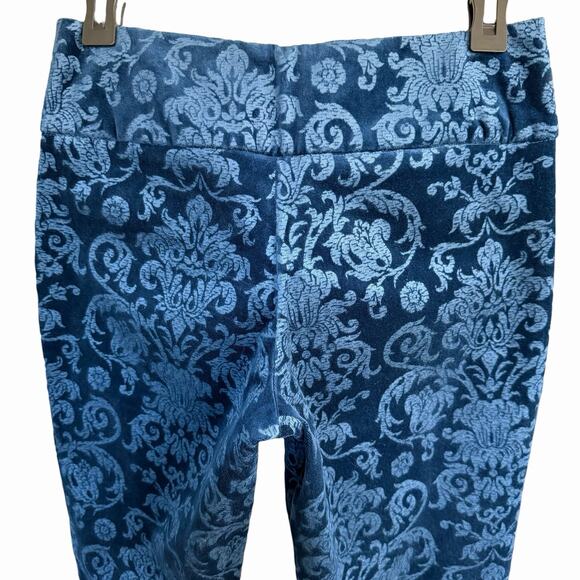Vtg Y2K 90s Caché Blue Velvet Damask Pants 2 Whimsical Womens Romantic Feminine - Picture 4 of 10